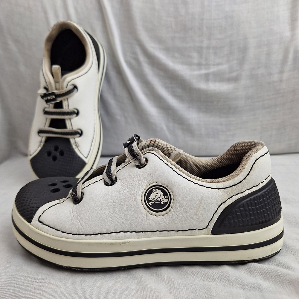 Y2K Crocs White Black C13 Dawson Sneakers Kids Hover Sneak Low Top Retro Skate